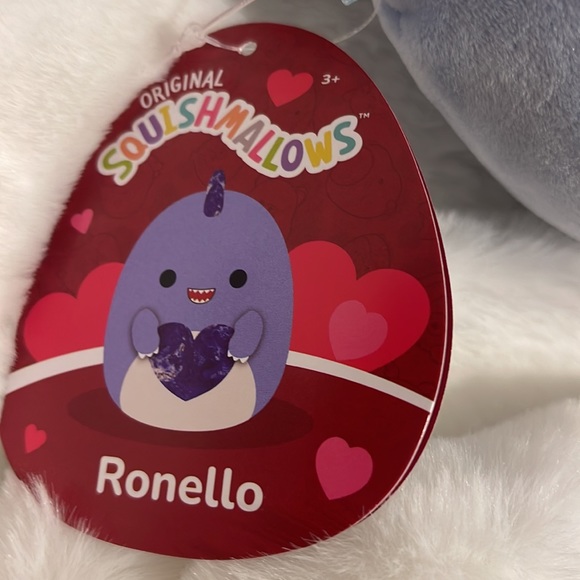 Squishmallow RONELLO the Dino 4.5" Valentines Blue Metallic Heart Dinosaur - Picture 4 of 4